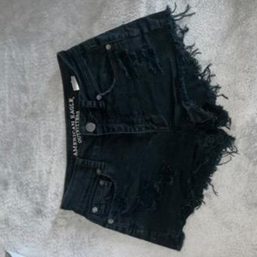 American Eagle Outfitters Women's Distressed Black Jean Shorts